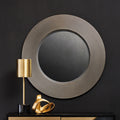 Grey Ribbed Round Wall Mirror | Dervio