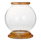 Hurricane Small Candle Holder with Wood Rim | Hampstead