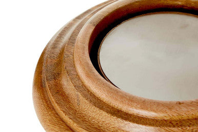 Hurricane Small Candle Holder with Wood Rim | Hampstead