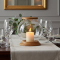 Hurricane Small Candle Holder with Wood Rim | Hampstead