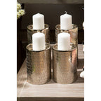 Silver Hammered Effect Small Candle Holder | Safia