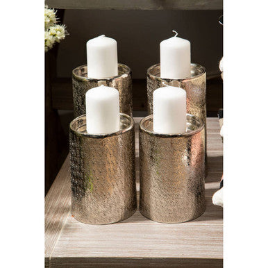 Silver Hammered Effect Small Candle Holder | Safia