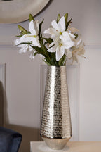 Silver Hammered Effect Large Vase | Safia