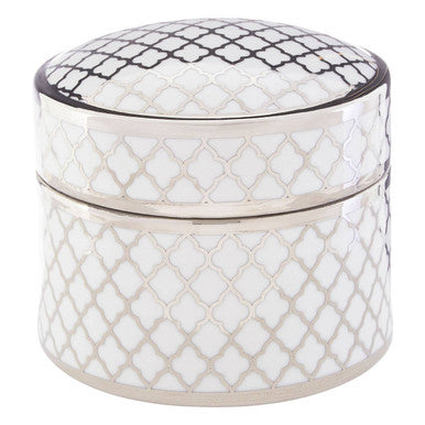 White and Silver Large Ceramic Box | Renne