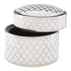 White and Silver Large Ceramic Box | Renne