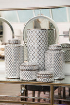 White and Silver Large Ceramic Box | Renne