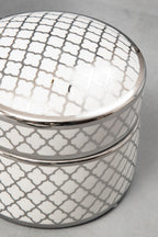 White and Silver Large Ceramic Box | Renne
