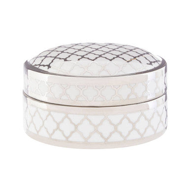 White and Silver Small Ceramic Box | Renne