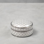 White and Silver Small Ceramic Box | Renne