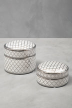 White and Silver Small Ceramic Box | Renne