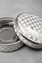 White and Silver Small Ceramic Box | Renne