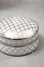 White and Silver Small Ceramic Box | Renne