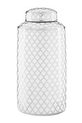 White and Silver Large Ceramic Jar | Renne