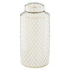 White and Silver Large Ceramic Jar | Renne