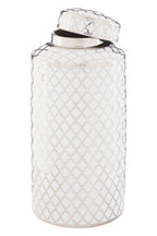 White and Silver Large Ceramic Jar | Renne
