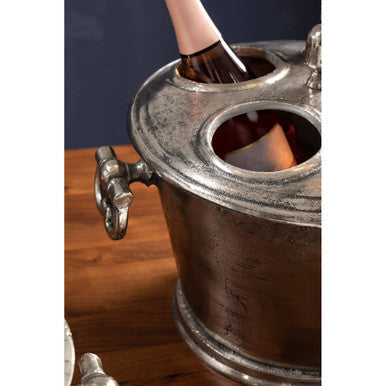 Antique Silver 4 Bottle Wine Cooler | Rustic