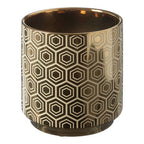 Small Gold and Cream Ceramic  Planter | Hexa