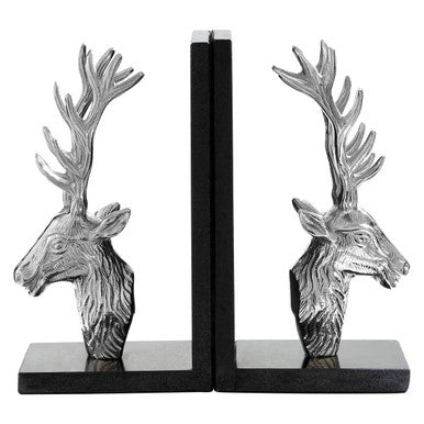 Set of 2 Stag Bookends with Marble Base | Kinsley