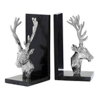 Set of 2 Stag Bookends with Marble Base | Kinsley