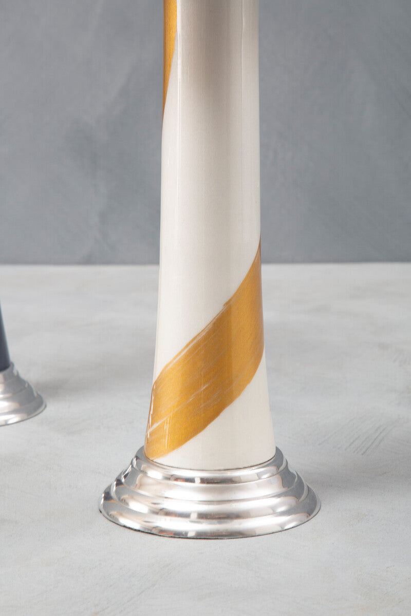 White And Gold Candle Holder | Alma