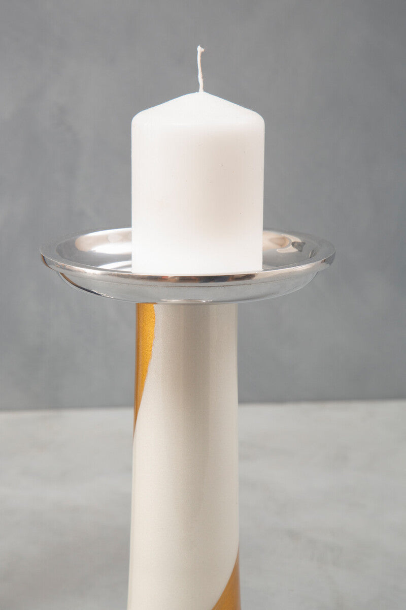 White And Gold Candle Holder | Alma