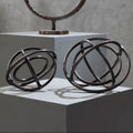 Set of Two Bronze Finish Sphere Sculptures | Nexus