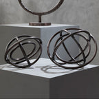 Set of Two Bronze Finish Sphere Sculptures | Nexus