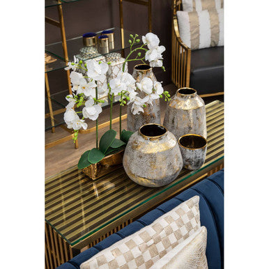 Small Grey and Gold Ceramic Planter | Orvena