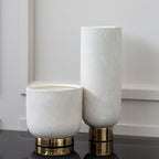 White and Gold Large Pedestal Vase | Callie