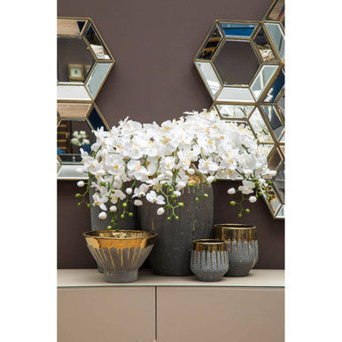 Large Grey and Gold Finish Planter | Cyrus