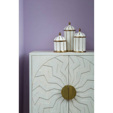 Large White and Gold Ceramic Jar | Coletta