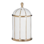 Medium White and Gold Ceramic Jar | Coletta