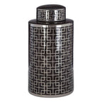 Black and Silver Finish Large Ceramic Jar | Daria