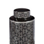 Black and Silver Finish Small Ceramic Jar | Daria