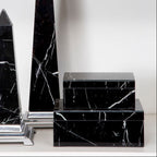 Small Black Marble Design Glass Trinket Box | Renata