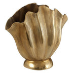 Large Gold Finish Fluted Vase | Estrella