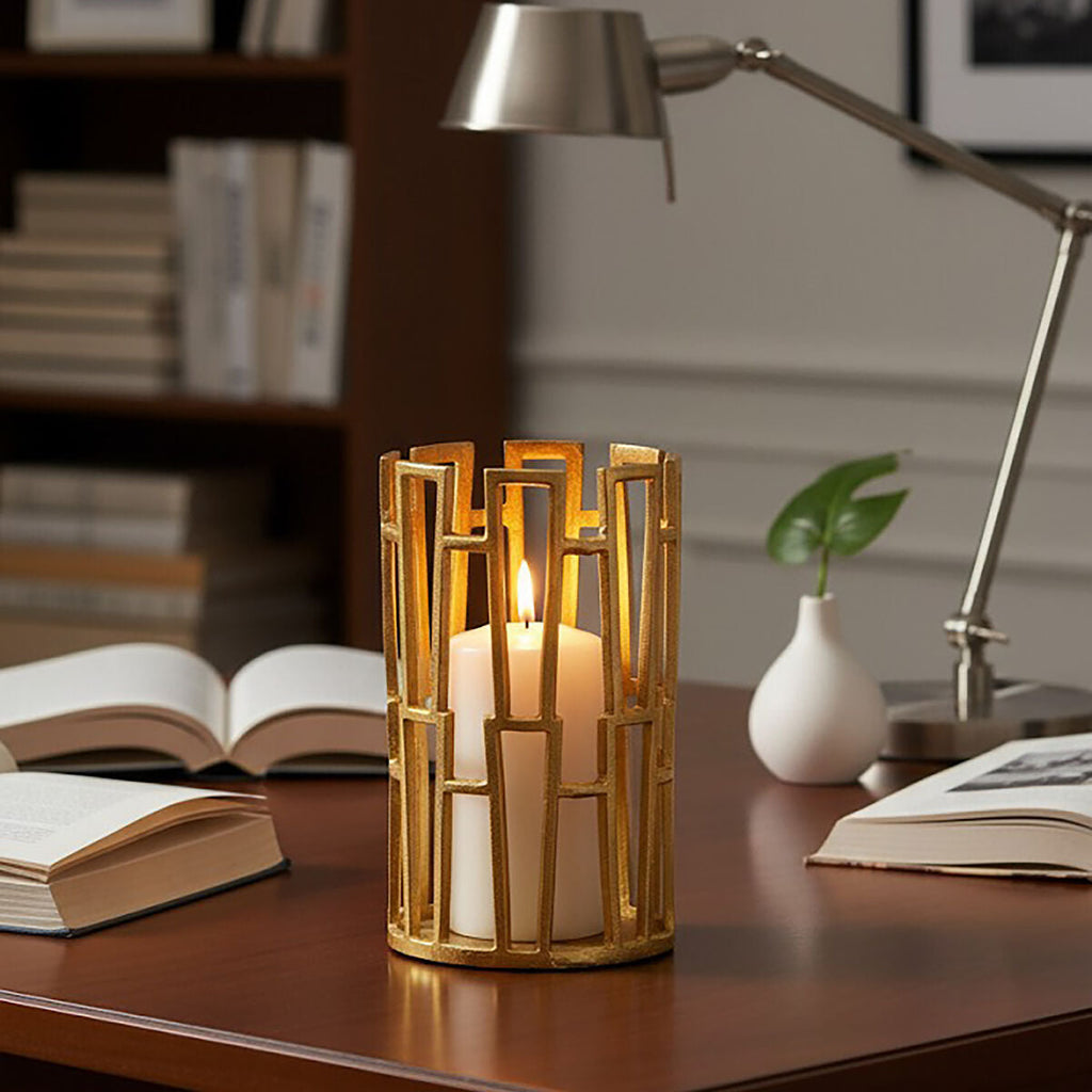 Small Candle Holder in Gold Finish | Delphi