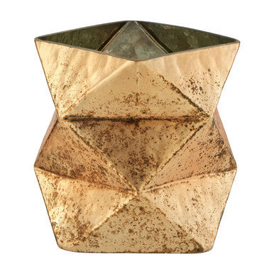 Small Gold Finish Glass Candle Holder | Rambia
