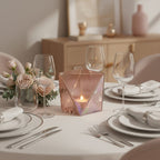 Large Pink Glass Candle Holder | Rambia