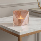 Small Pink Glass Candle Holder | Rambia