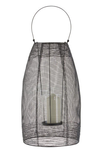 Black Woven Wire Large Lantern with Glass Insert | Trento