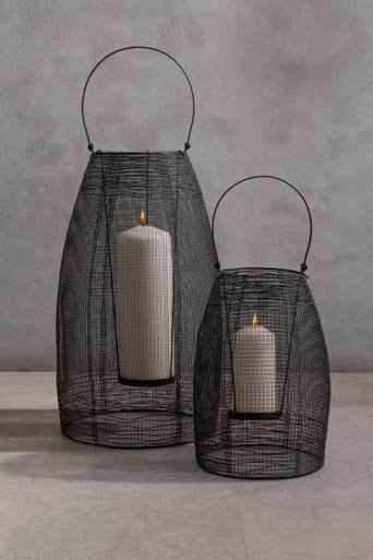 Black Woven Wire Small Lantern with Glass Insert | Trento