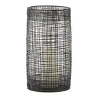 Large Black Woven Wire Candle Holder with Glass Insert | Trento