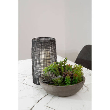 Large Black Woven Wire Candle Holder with Glass Insert | Trento