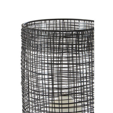 Large Black Woven Wire Candle Holder with Glass Insert | Trento