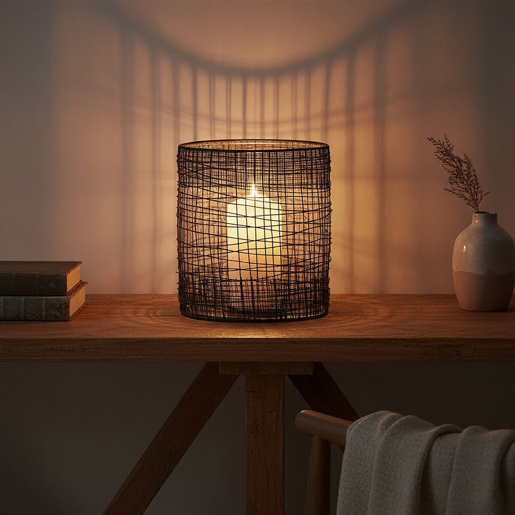 Woven Wire Candle Holder with Glass Insert | Trento