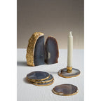 Bowerbird Agata Set of 4 Agate Grey and Gold Coasters