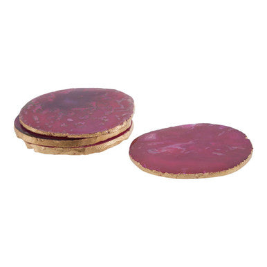 Set of 4 Agate Pink and Gold Coasters | Bowerbird Agata