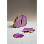 Set of 4 Agate Pink and Gold Coasters | Bowerbird Agata