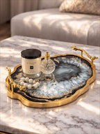 Black and Gold Agate Tray | Celina
